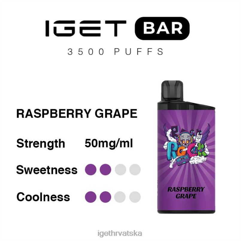 IGET Vape bar 3500 dizanja 2FJ6D280 malina grožđe