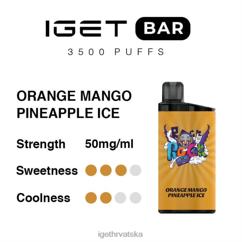 IGET Vape bar 3500 dizanja 2FJ6D290 naranča mango ananas led