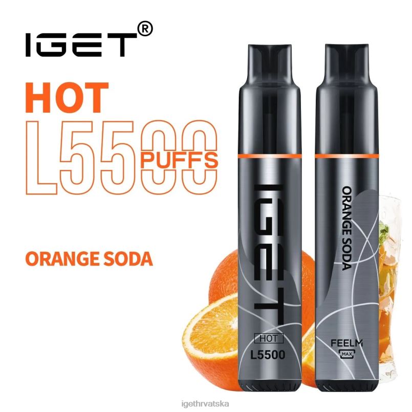IGET Vape vruće - 5500 dizanja 2FJ6D481 narančasta soda