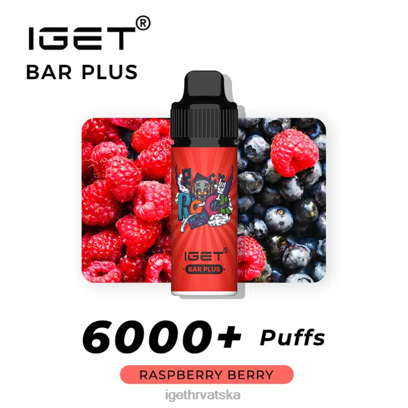 IGET Vape Sale bar plus - 6000 udaha 2FJ6D589 malina bobica