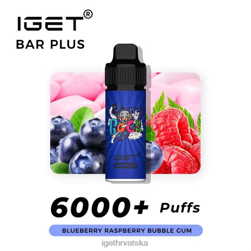 IGET Vape šipka plus 6000 udisaja 2FJ6D240 borovnica malina žvakaća guma
