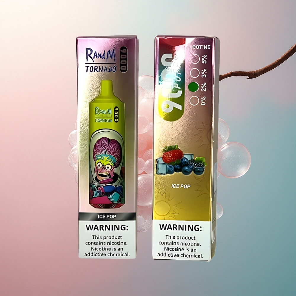 RandM Fumot Tornado 9000 Puffs Ledeni štapić s 18 mL tekućine i mrežastom spiralom