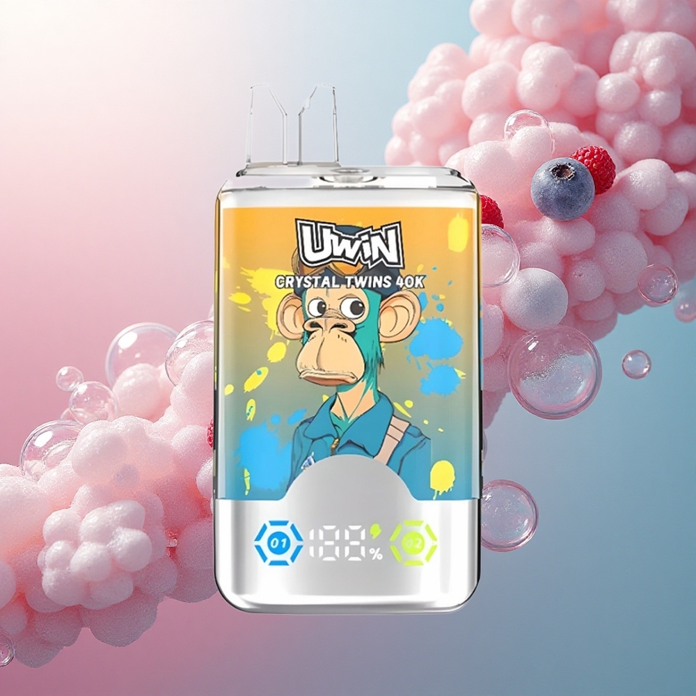 Uwin Crystal Twins 40000 Puffs Borovnica Malina Trešnja Led s 850mAh i dvostrukim okusom
