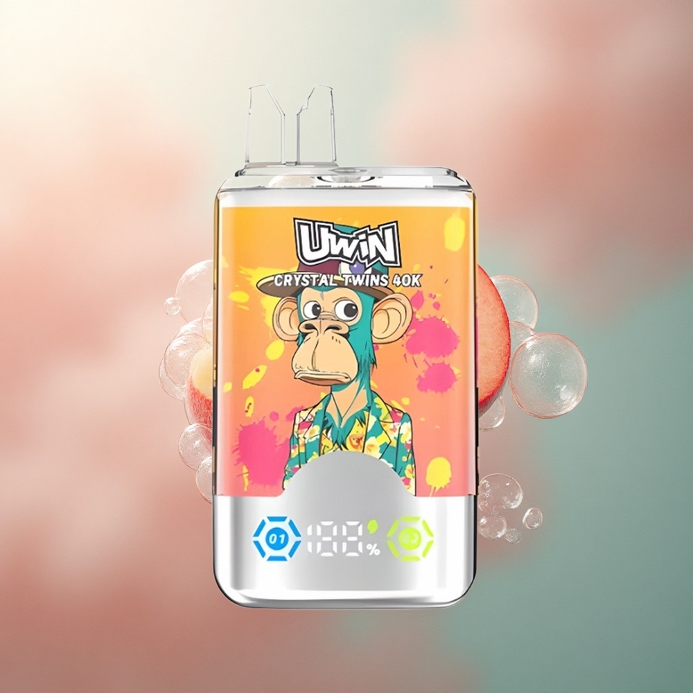 Uwin Crystal Twins 40000 Puffs Breskva Mango Ananas Crveni Bik s dvostrukim okusom i 850mAh