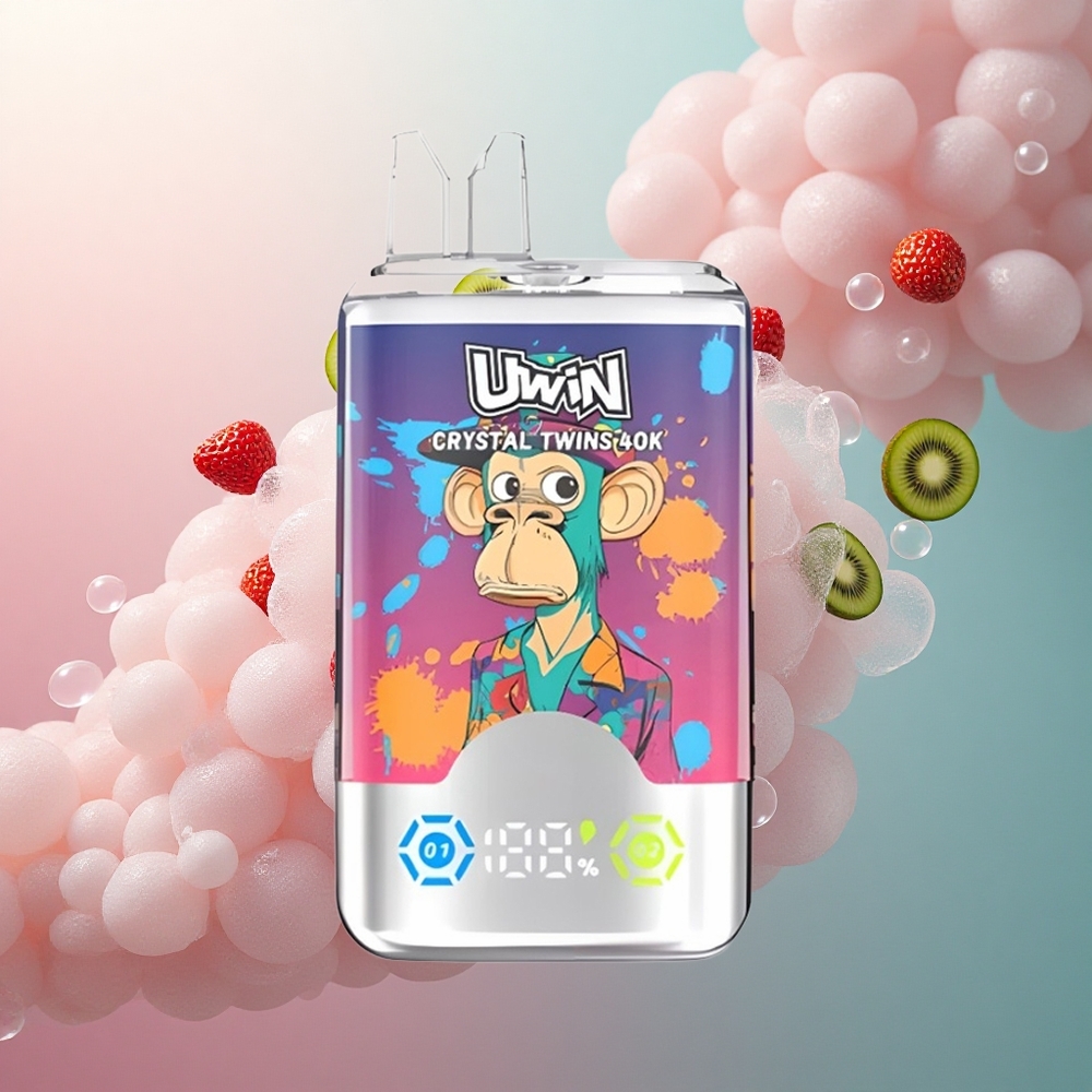 Uwin Crystal Twins 40000 Puffs Jagoda Kivi Grožđe Led s 850mAh i dvostrukim okusom