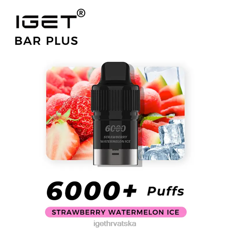 IGET Store pločica bez nikotina plus pod 6000 udisaja 2FJ6D377 led od lubenice od jagode