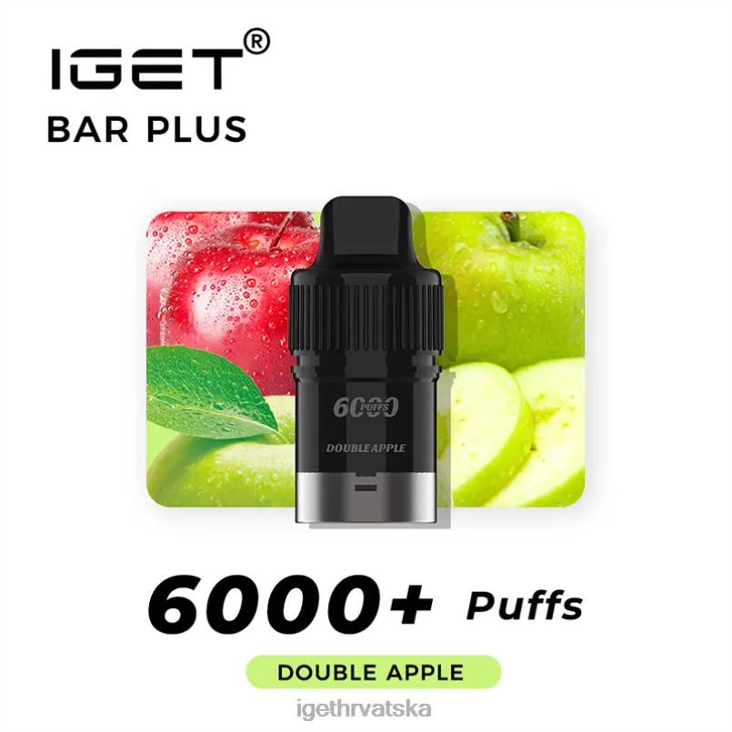 IGET Bar Store pločica bez nikotina plus pod 6000 udisaja 2FJ6D378 dupla jabuka